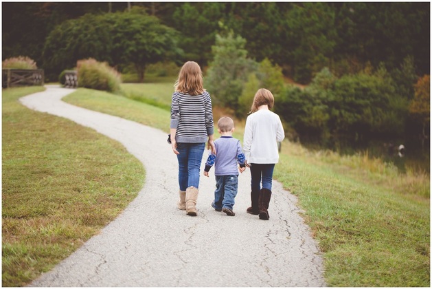 Sibling walking on a path | Midlothian Family Photographer