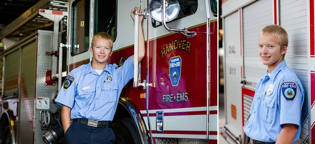 Fire Truck in Mechanicsville Hanover Senior Portraits 